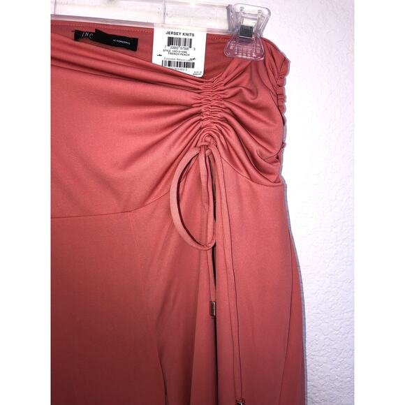 INC High Rise Cinched Peach Cropped Wide Leg Jersey Pant - M - Picture 3 of 8